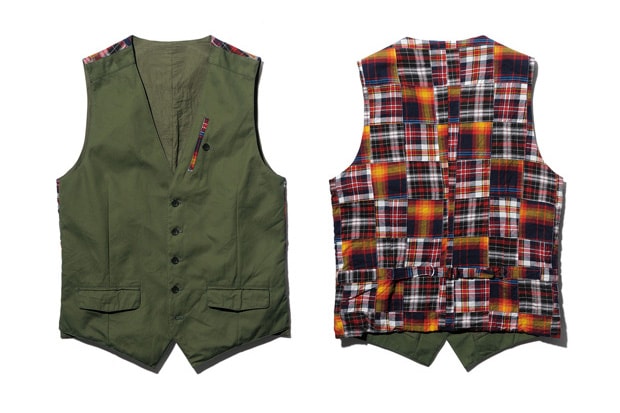 SOPHNET. Cotton Weather/ Patch Work Madras Cotton Vest
