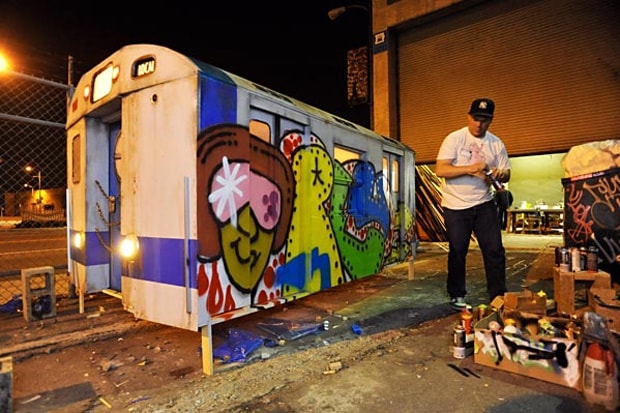 Os Gemeos & Co. Mini Subway Car at MOCA "Art in the Streets" 