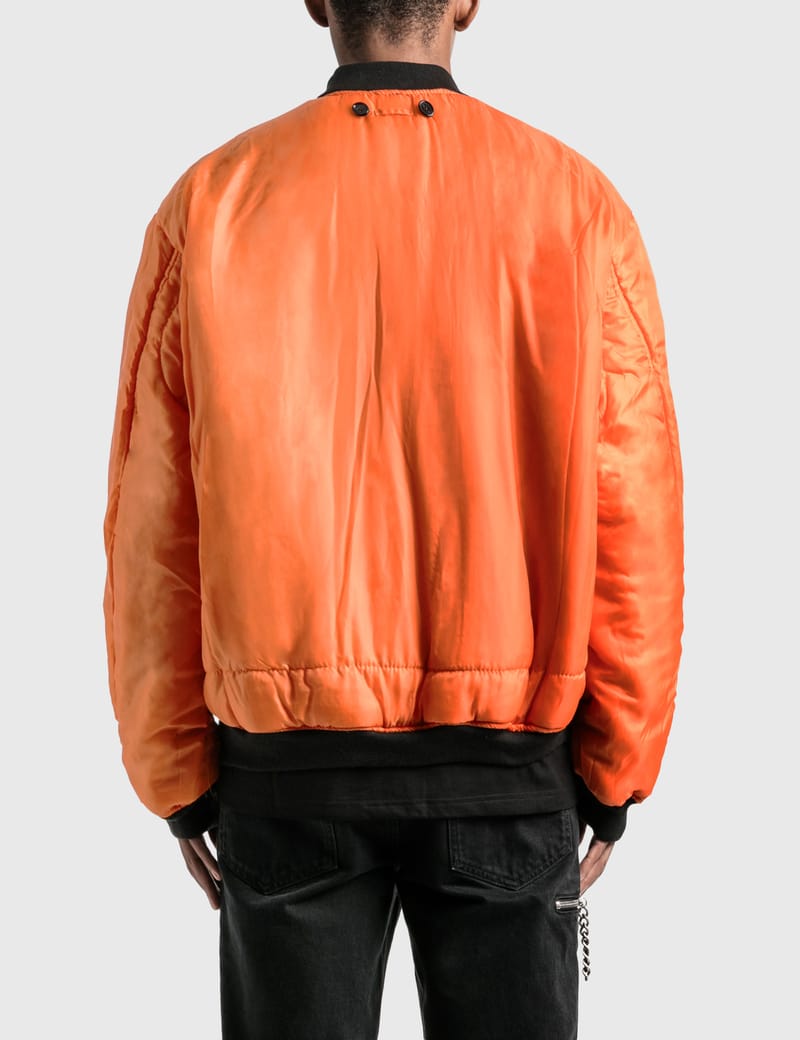 Raf Simons - Nylon Patched Bomber Jacket With Wool Elongation | HBX