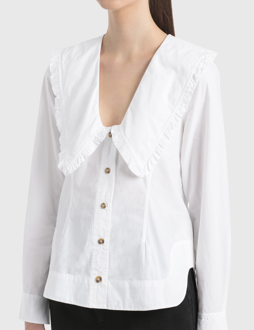 ganni cotton poplin wrap shirt