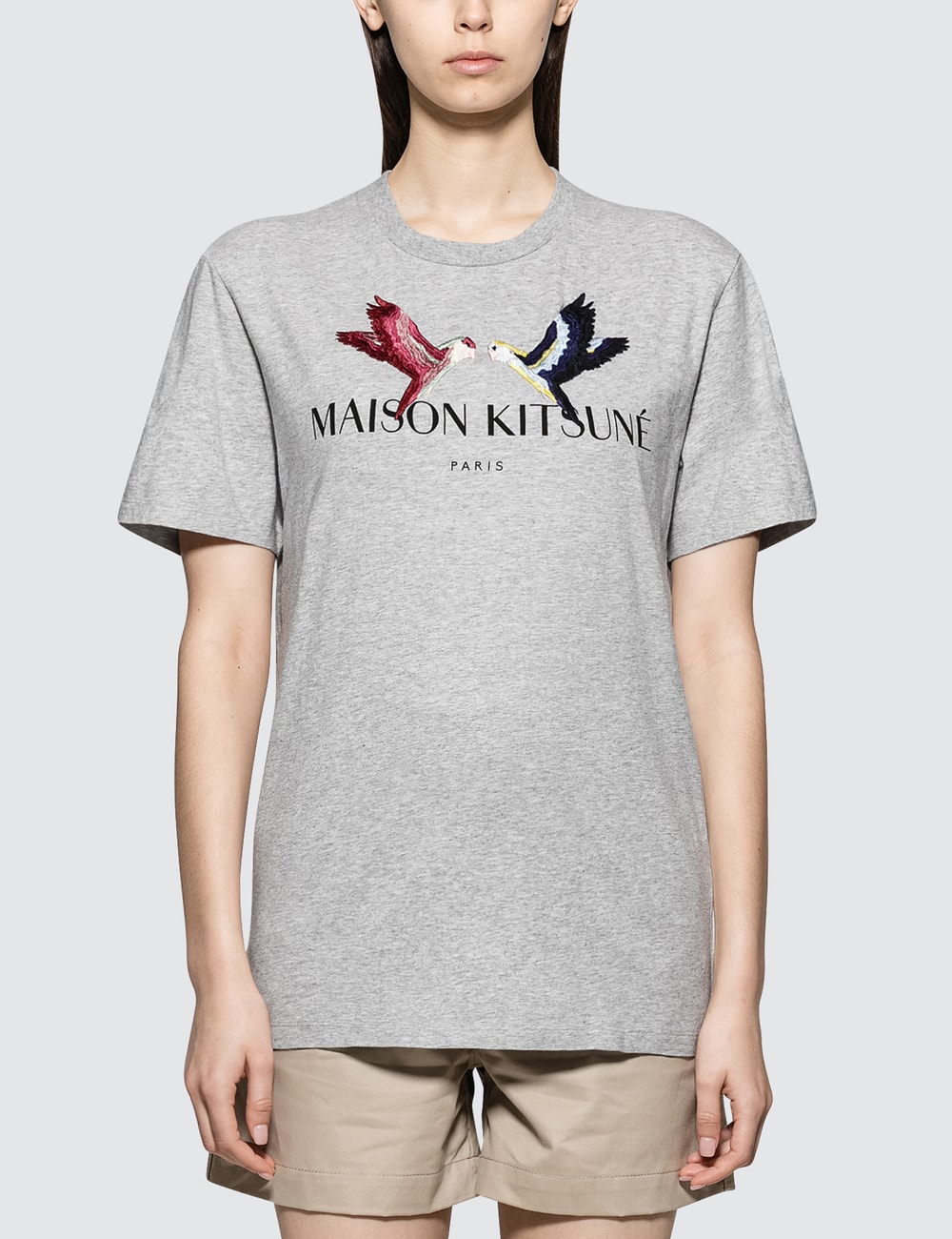 maison kitsune bird t shirt