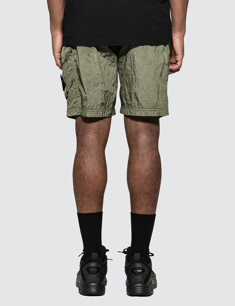 navy blue stone island shorts