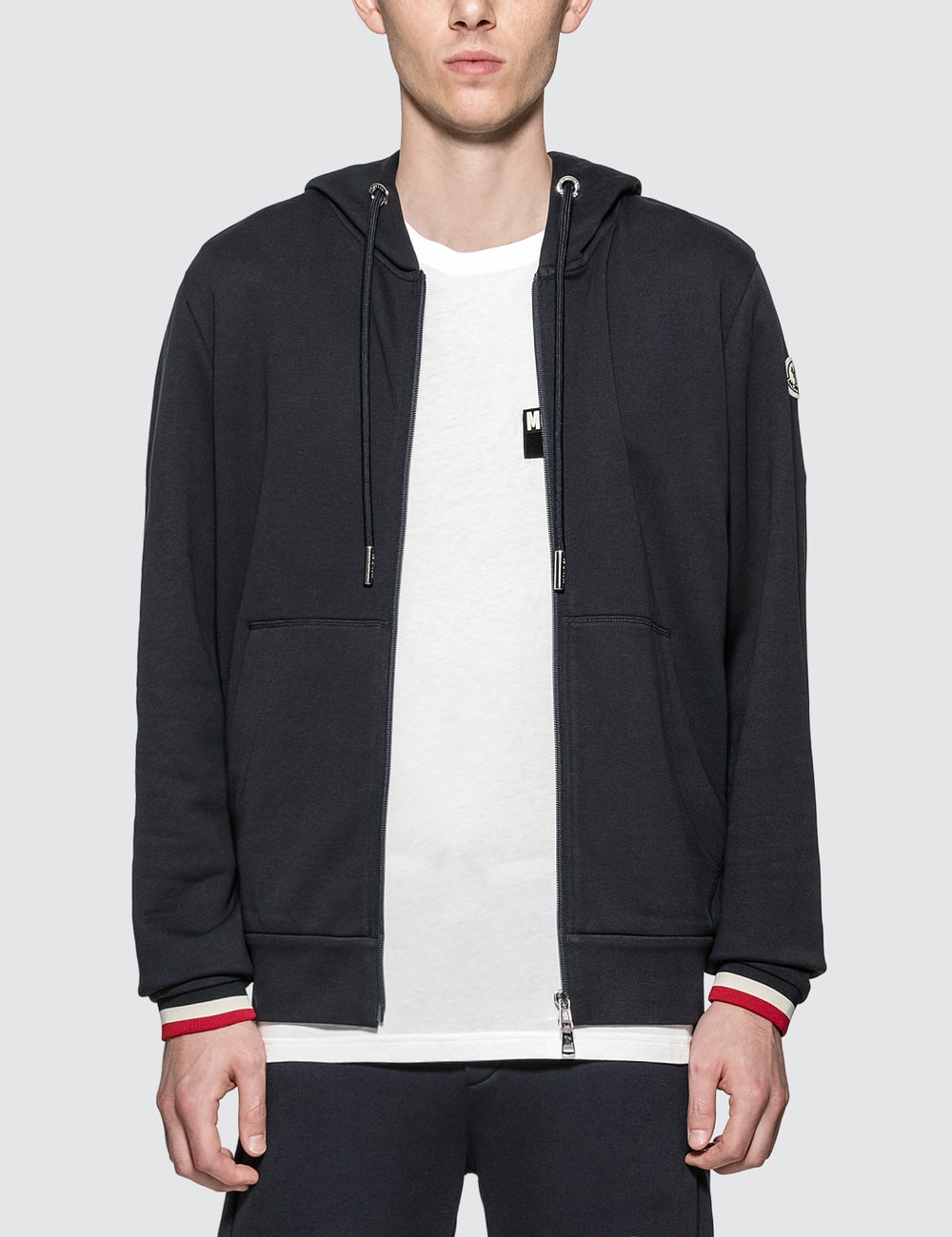 Moncler hybrid full zip hoodie navy Clearance