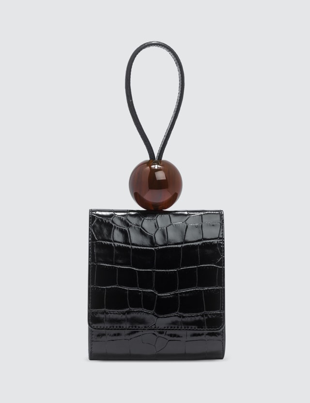 BY FAR - Ball Black Croco Embossed Leather Bag | HBX