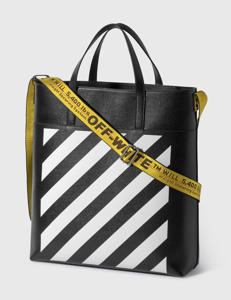 Off White Tote Bag
 f White Diag Leather Tote Bag