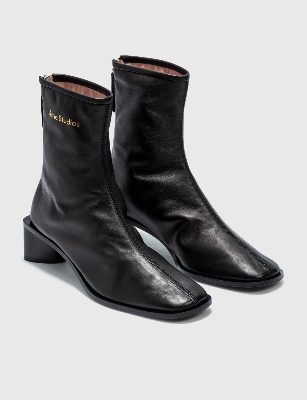 acne studios brown branded heeled boots