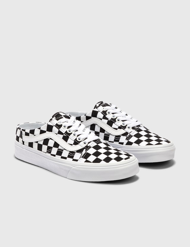 vans leather checkerboard mule