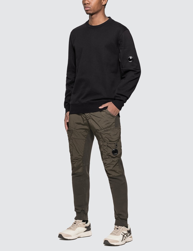 C.P. Company - Diagonal Fleece Lens Crew Sweatshirt in Total Eclipse | HBX