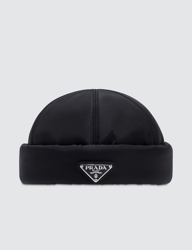 prada padded nylon beanie hat