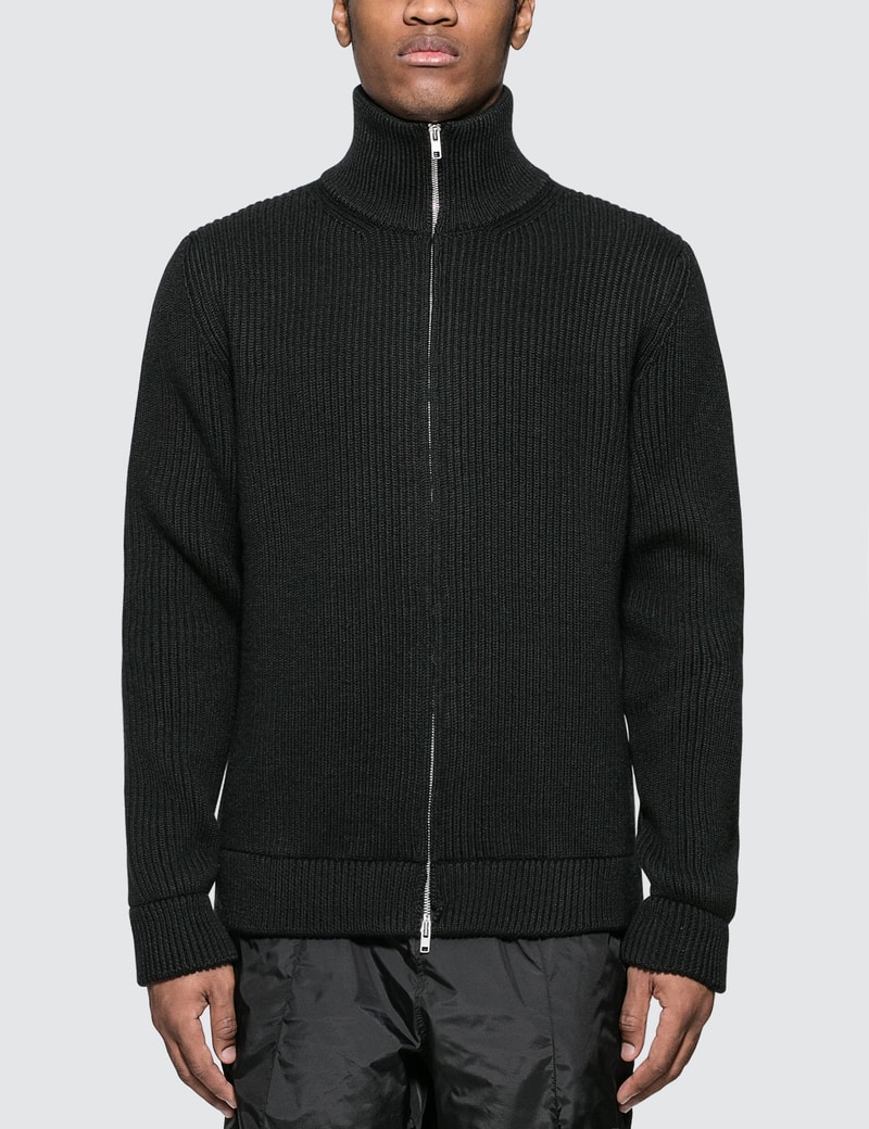 Maison Margiela - Zip Up Heavy Knit Wool Cardigan | HBX