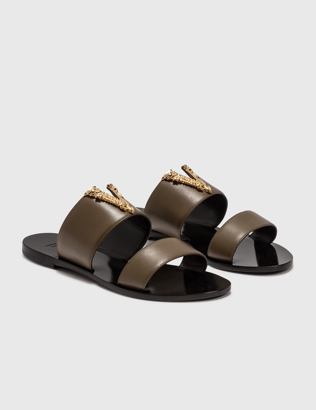 versace virtus flat mules