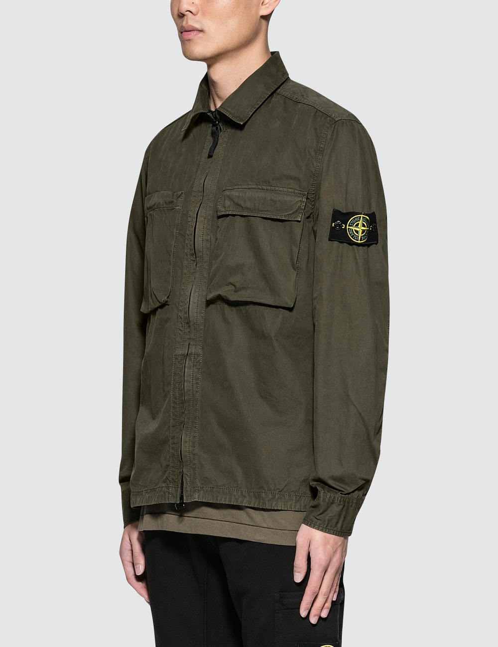 stone island zip up shirt