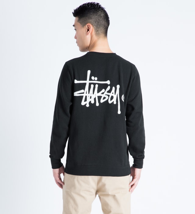 Stussy - Black Basic Logo Crewneck Sweater | HBX