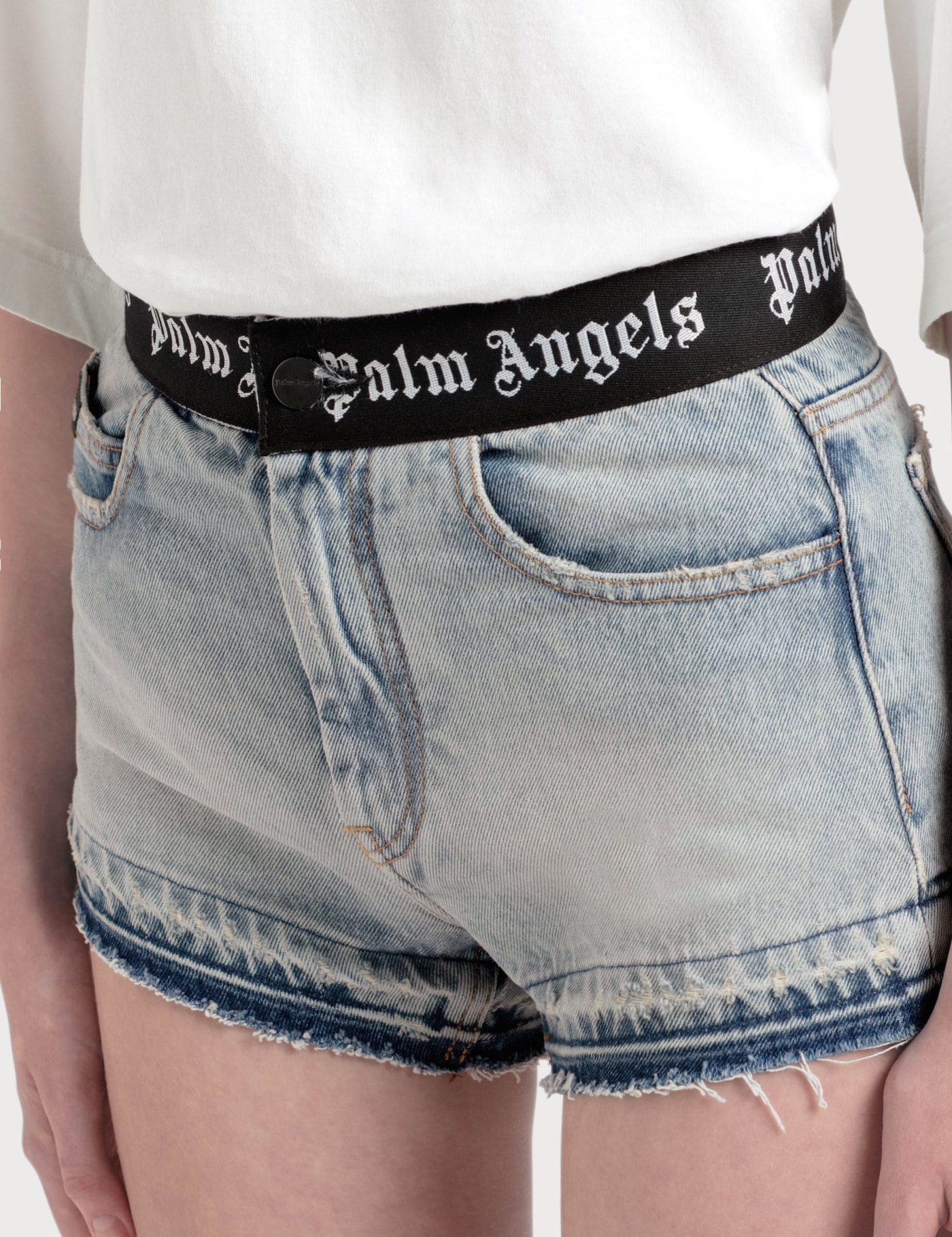 Palm Angels - Logo Print Denim Shorts | HBX