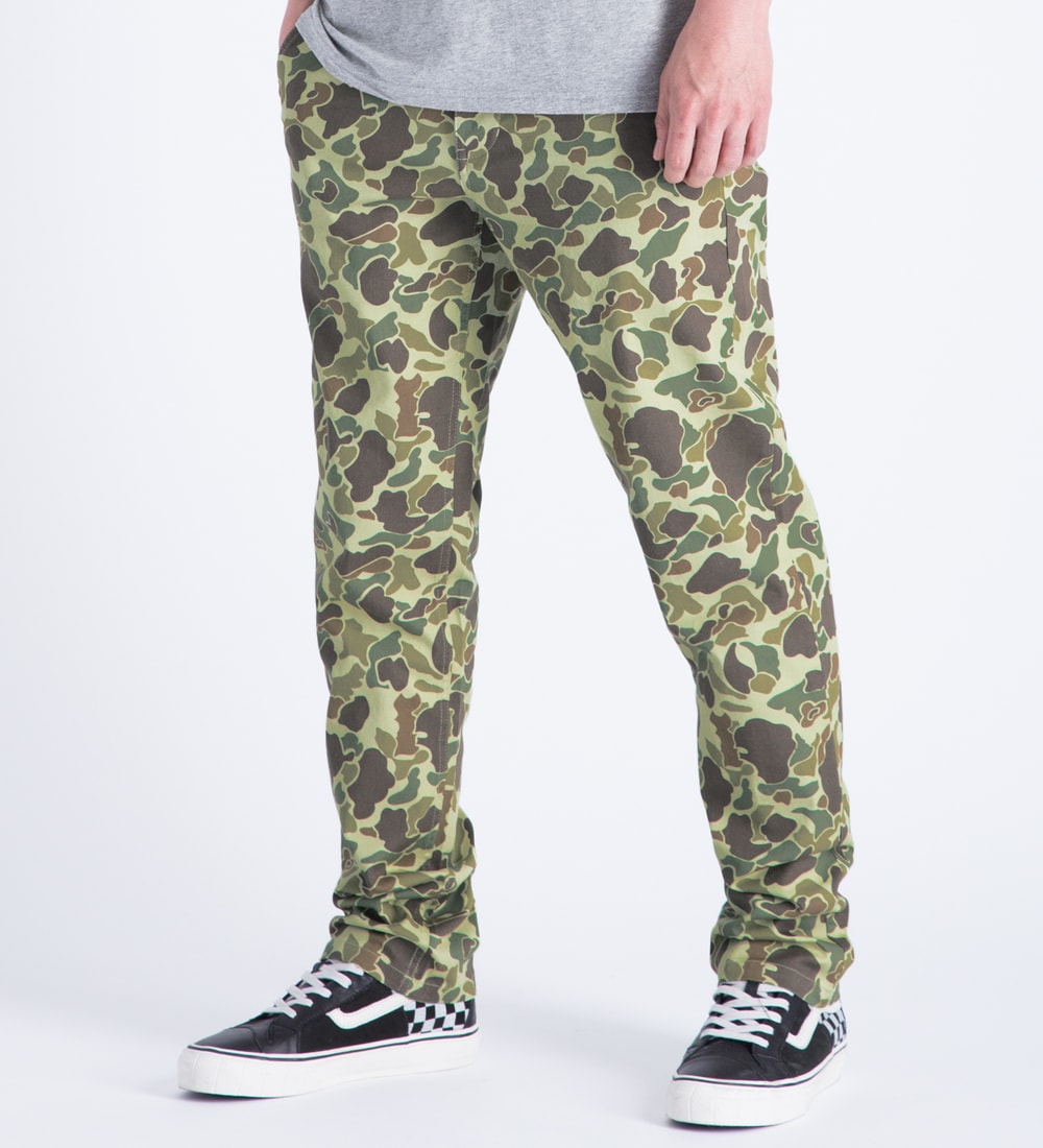 Huf Olive Duck Camo Fulton Chino Pants HBX