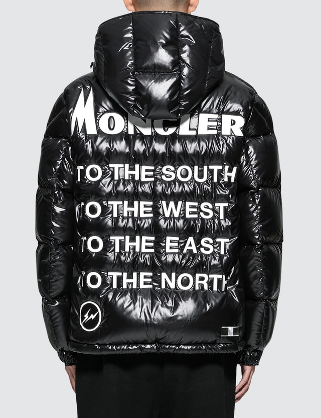 moncler with writing on hood