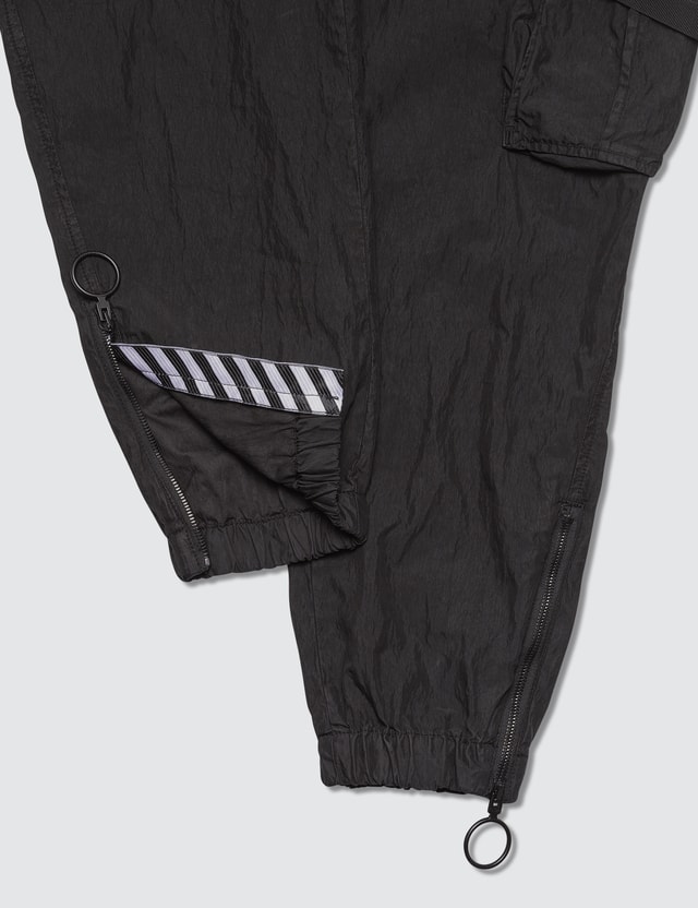 white parachute cargo pants