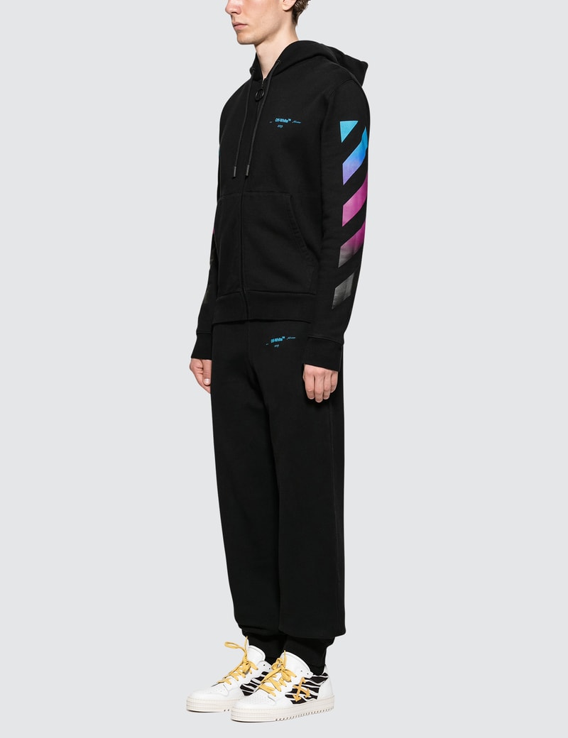 off white gradient zip hoodie