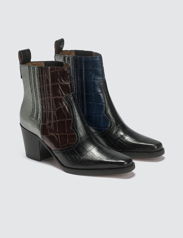 ganni western suede ankle boots