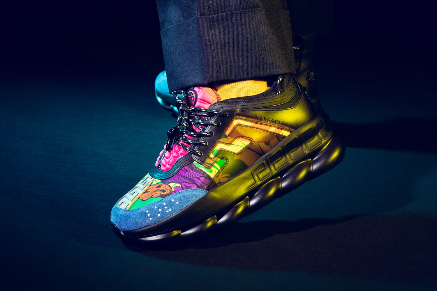 Highlights: Versace Multicolor Chain Reaction Sneakers | HBX Journal
