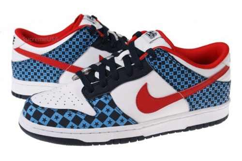 blue and red high top nikes