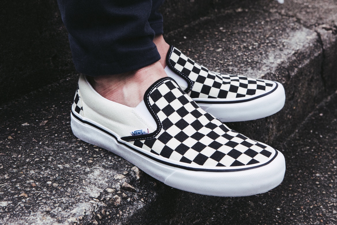 Israbi: White Vans Slip Ons On Feet