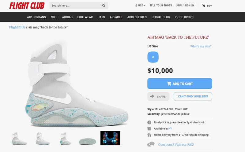 Nike air mags retail on sale price