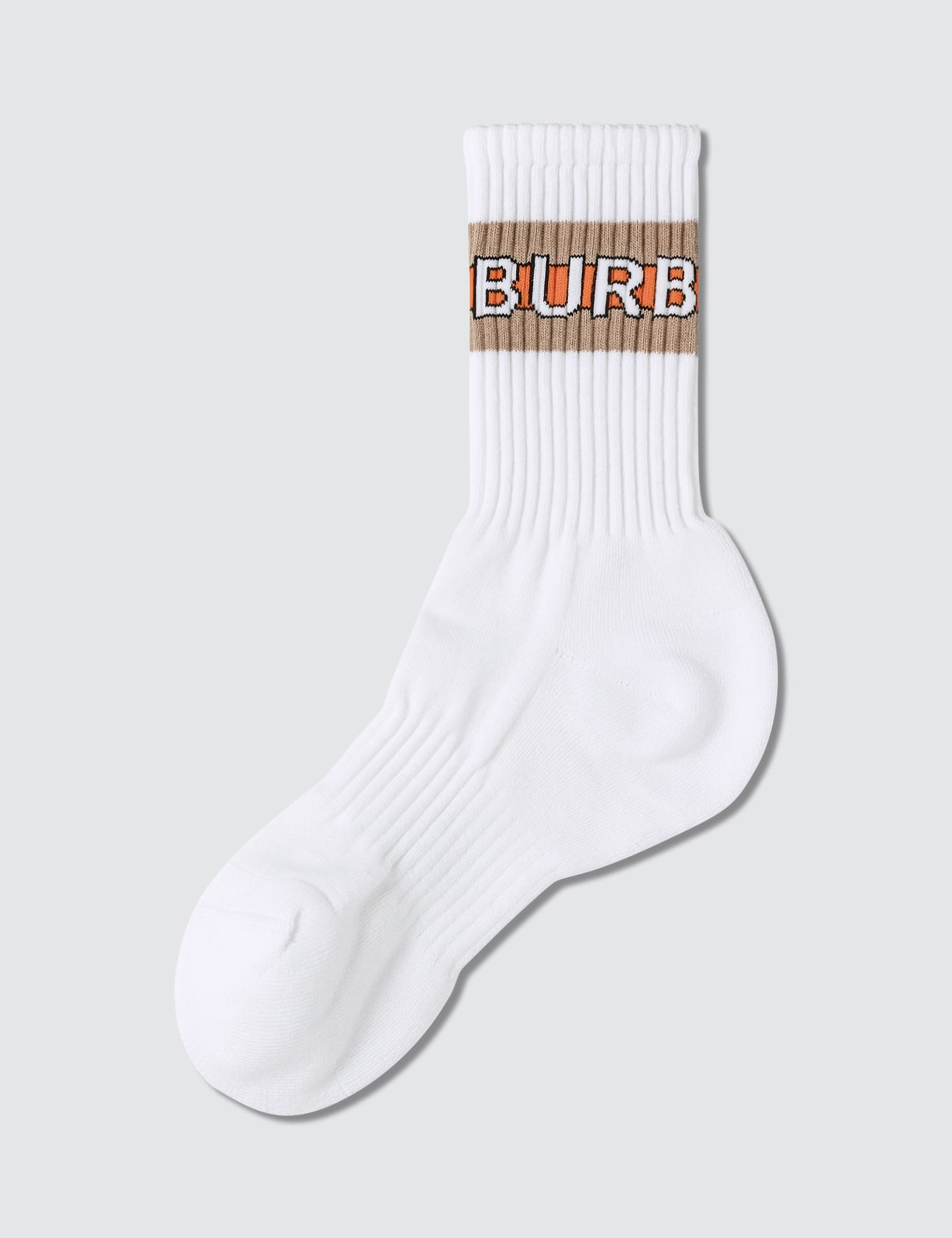Burberry Logo Intarsia Cotton Blend Socks In White | ModeSens