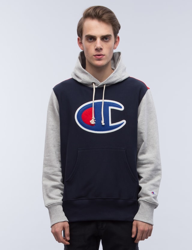 c logo reverse weave hoodie