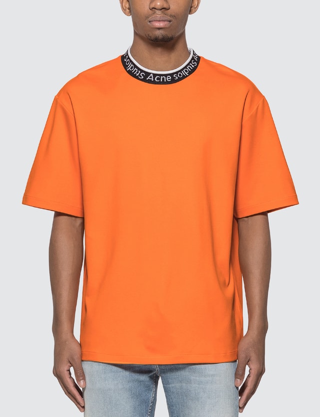 acne logo neck t shirt