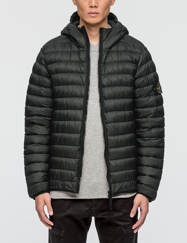 Stone Island Garment Dyed Micro Yarn Hooded Down Jacket HBX