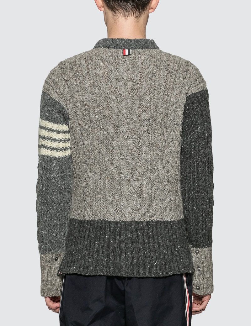 Thom Browne Cable Knit Crewneck Sweater HBX