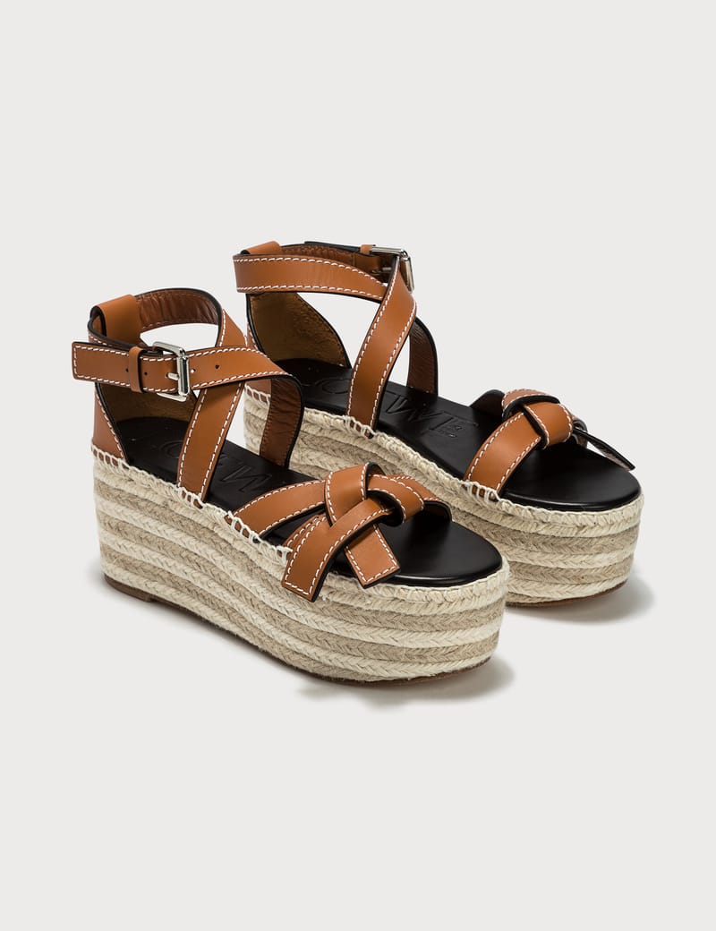 Loewe★素敵！Black Leather Platform Wedge Sandals Loewe Wedge Sandals 2025 | www.applelady.ca