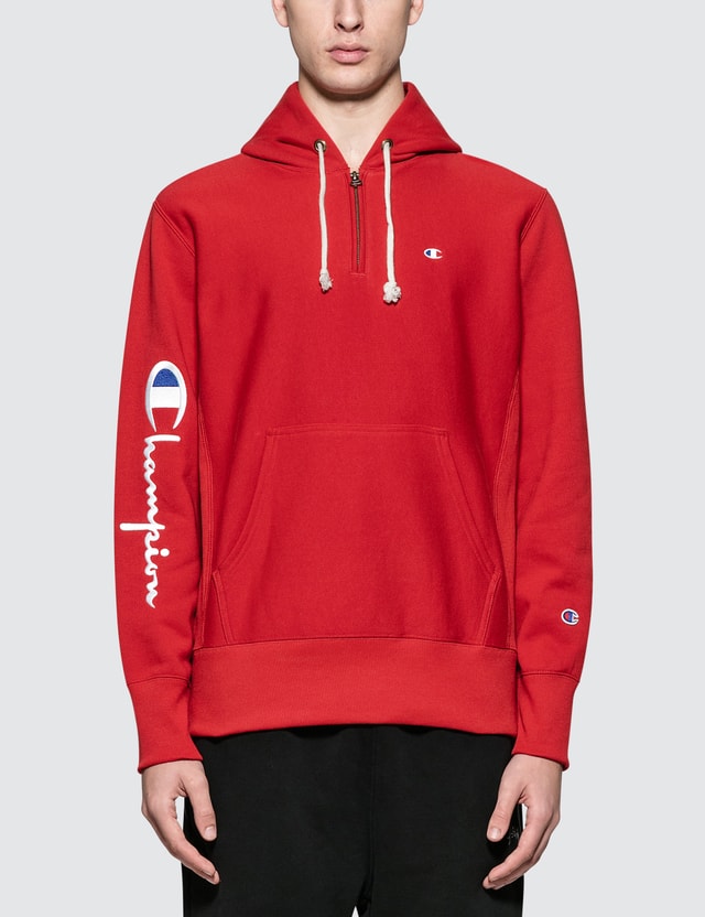 Champion Reverse Weave - Sleeve Logo Half Zip Hoodie | HBX
