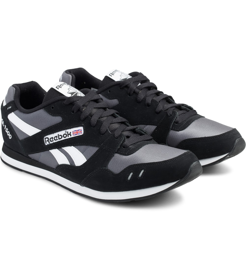 black and grey reebok shoes