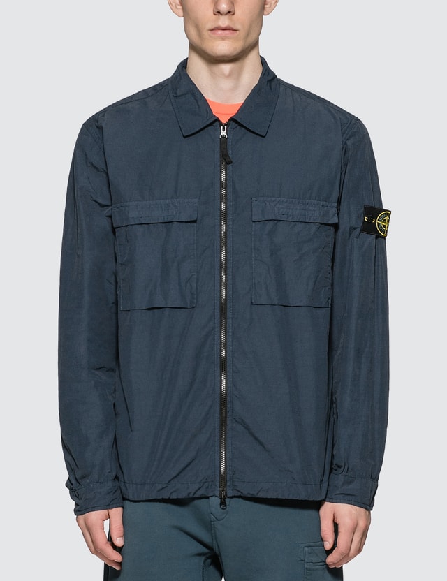 blue nylon stone island overshirt