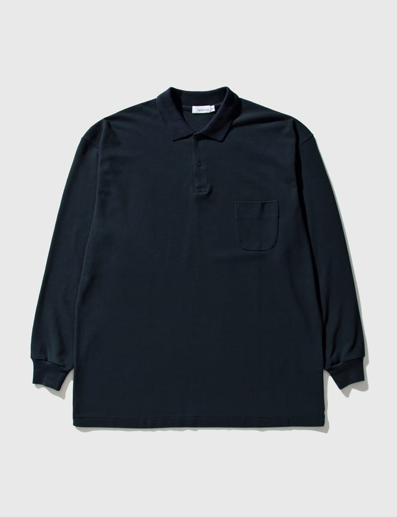 Nanamica Long Sleeve Polo Shirt In Blue | ModeSens