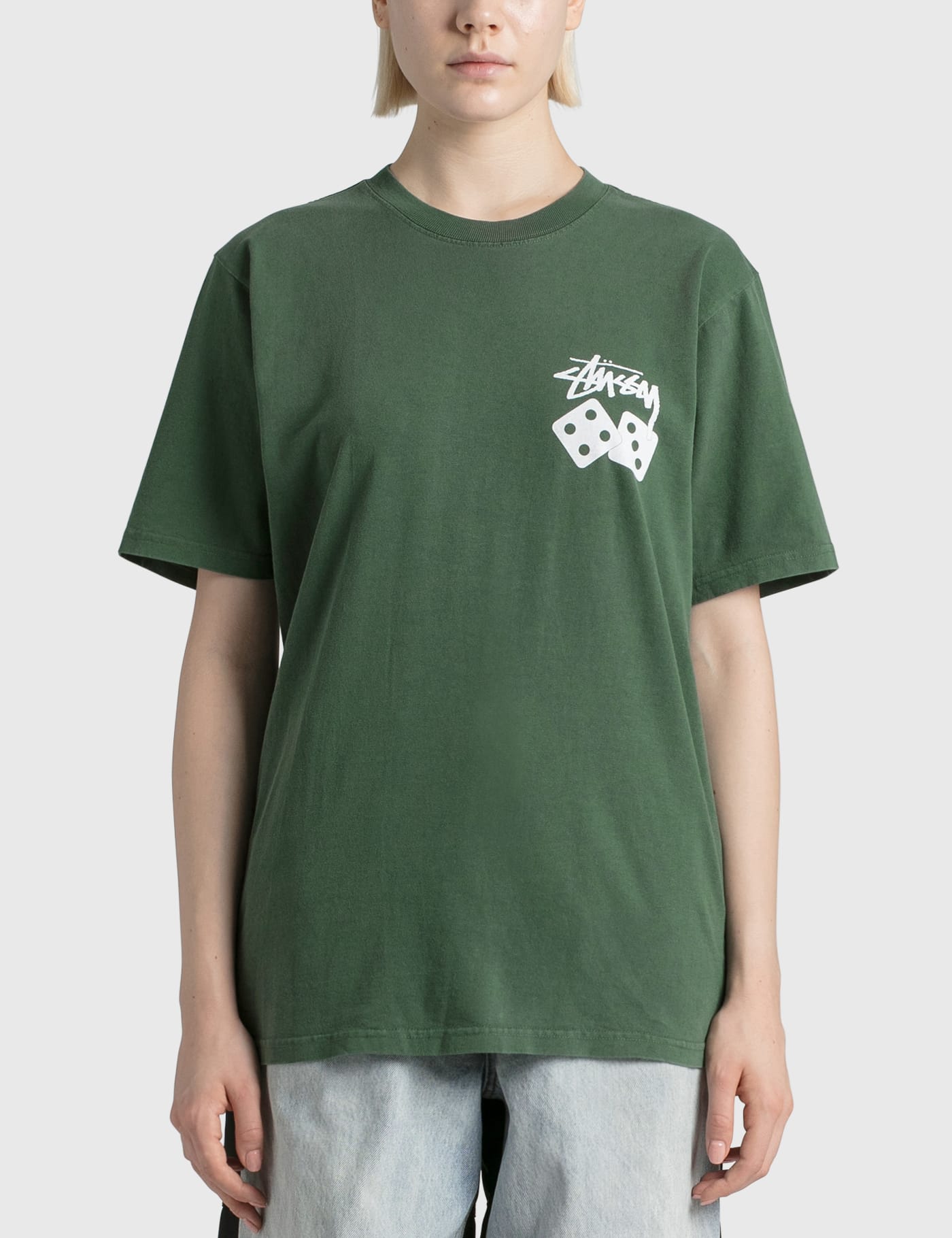 Stussy Dice Pigment Dyed T-shirt In Green | ModeSens