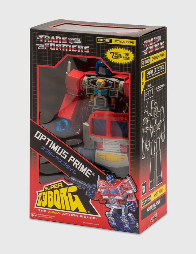 Super7 Transformers Optimus Prime - Figura de acción Super Cyborg de 11 pulgadas (cristal destrozado
