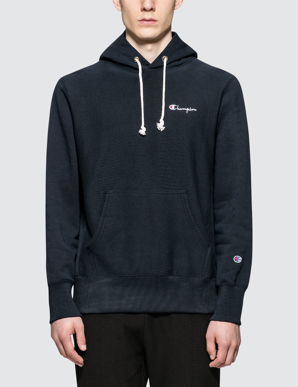 champion script black hoodie