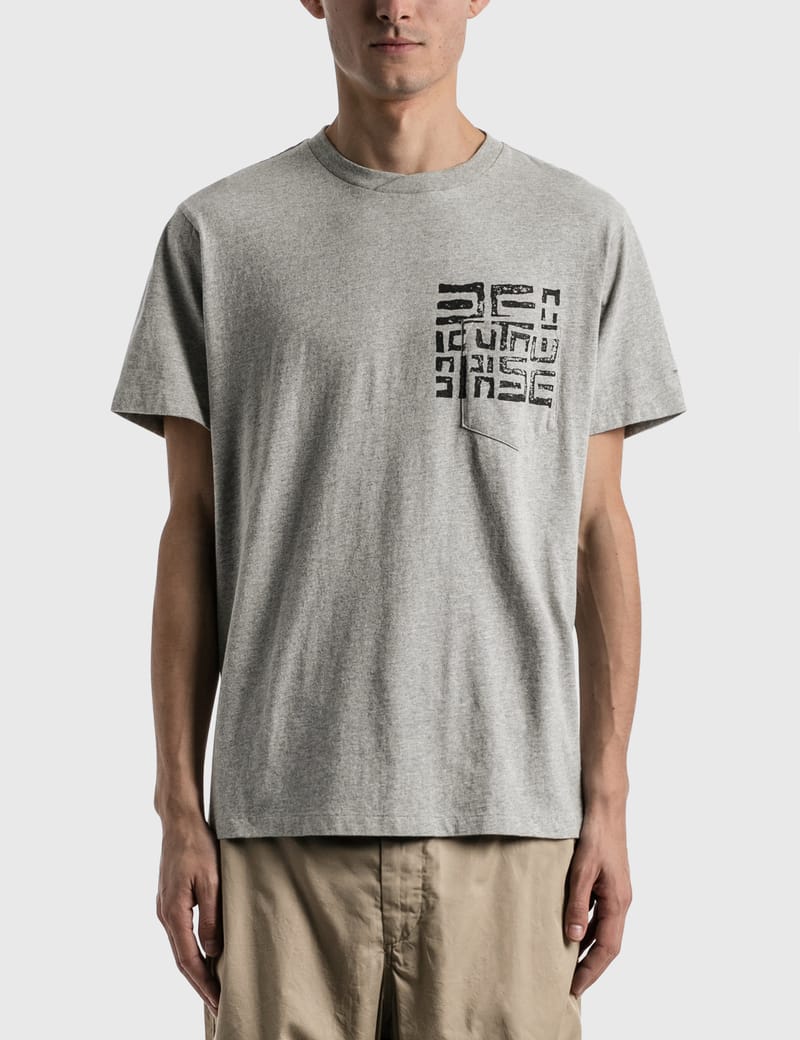 Engineered Garments Printed Cross Crew Neck T-shirt In Grey | ModeSens