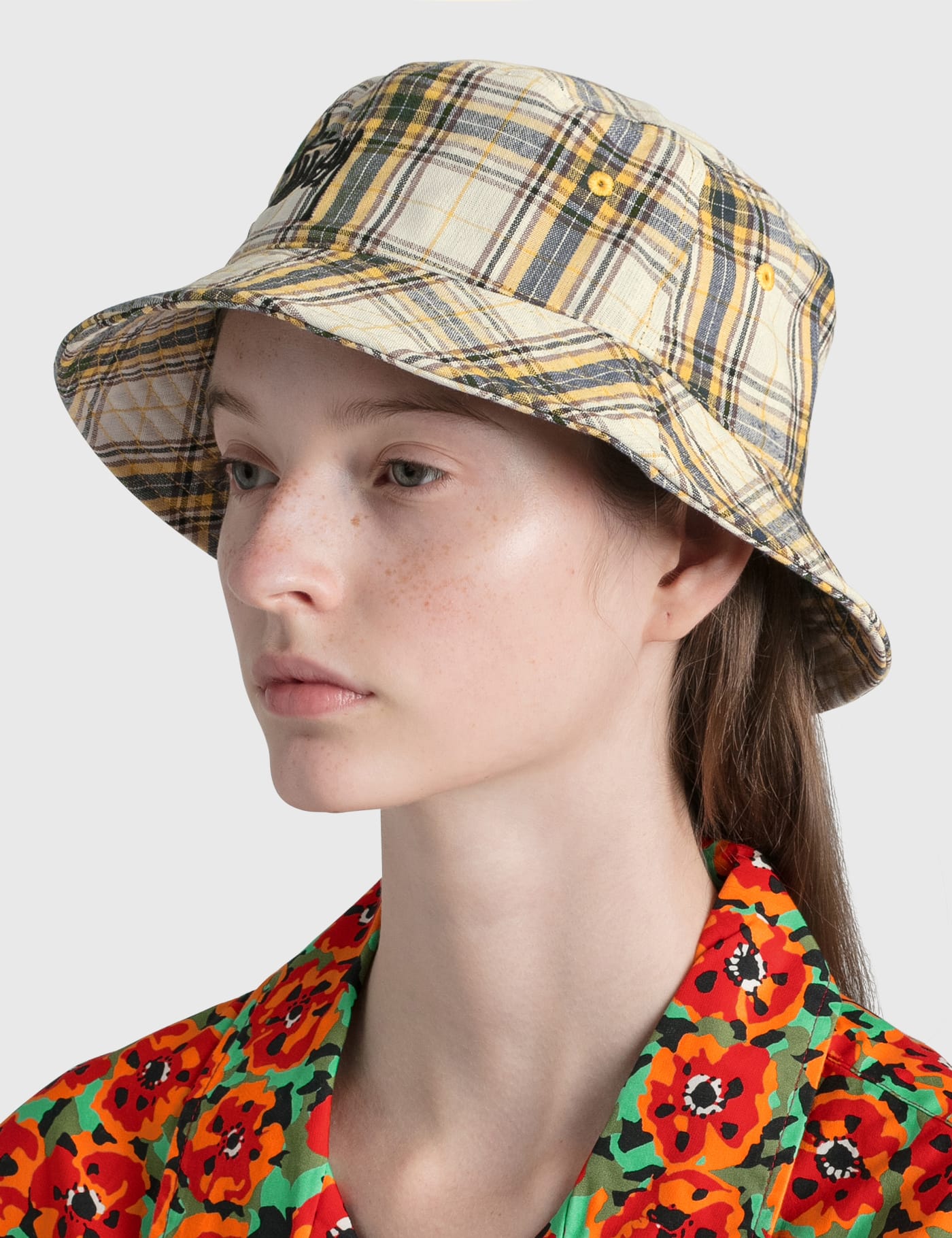 Stussy - Madras Plaid Big Logo Bucket Hat | HBX - Globally Curated Fashion  and Lifestyle by Hypebeast