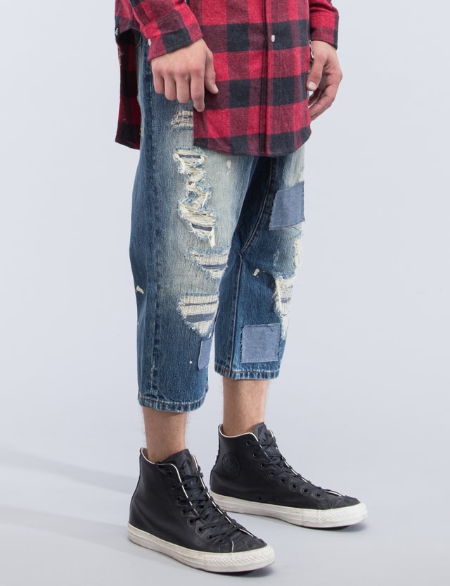 0600~Medium Crotch BOSTON Distressed Denims 21cm main image 0