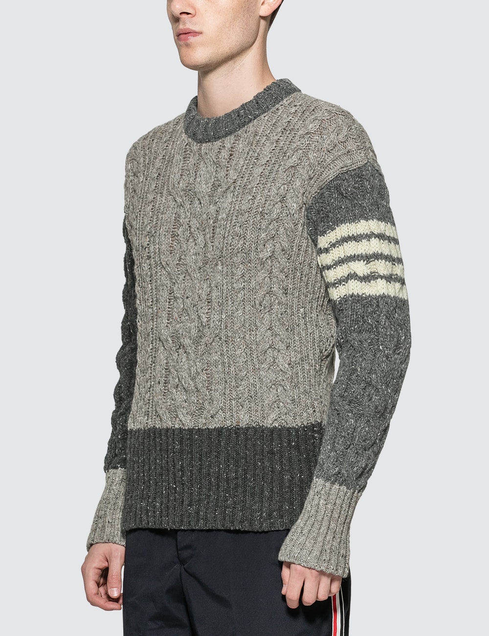 Thom Browne Cable Knit Crewneck Sweater HBX
