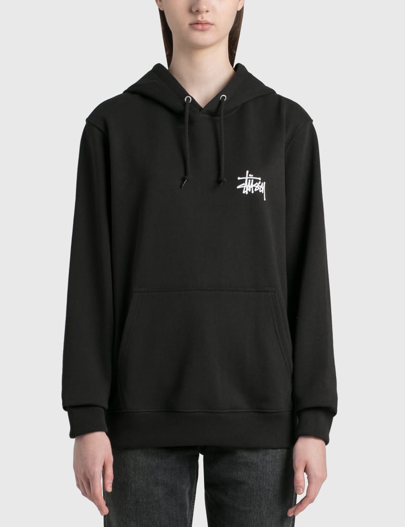 Stussy basic black hoodie new arrivals