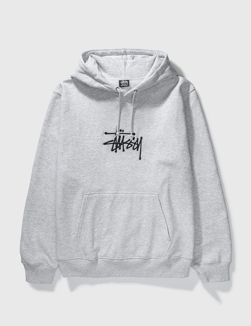 Stussy Hoodie With Basic Logo Embroidery In Ashh | ModeSens