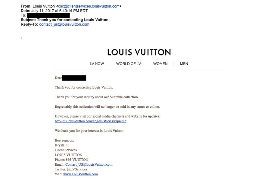 Supreme Louis Vuitton US New York Pop Up Stores Cancelled Collaboration