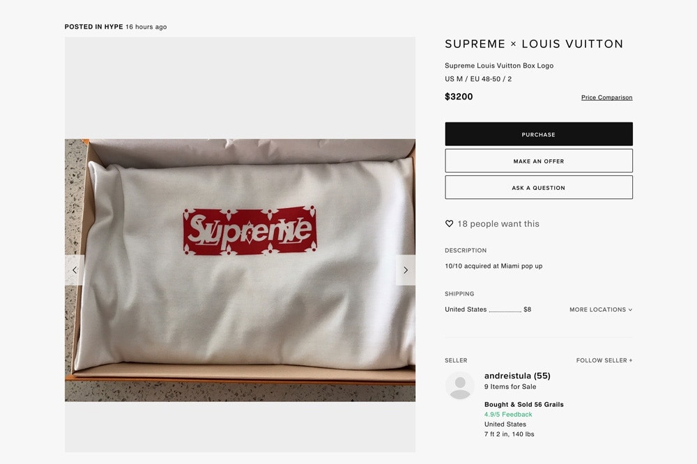 Supreme x Louis Vuitton Resell up to $25,000 USD |