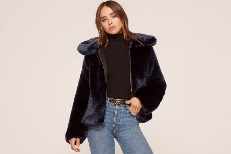 reformation faux fur coat