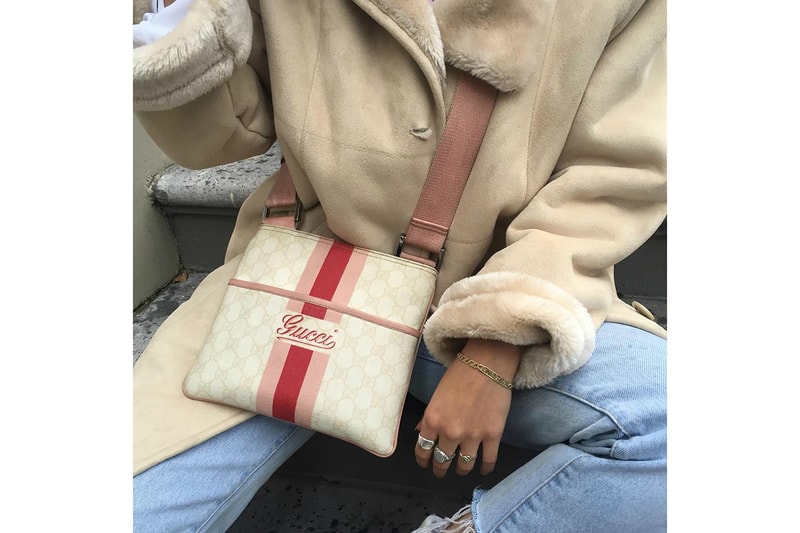 Gucci Logo Monogram Pink Vintage Designer Handbag Bag Fashion Accessory